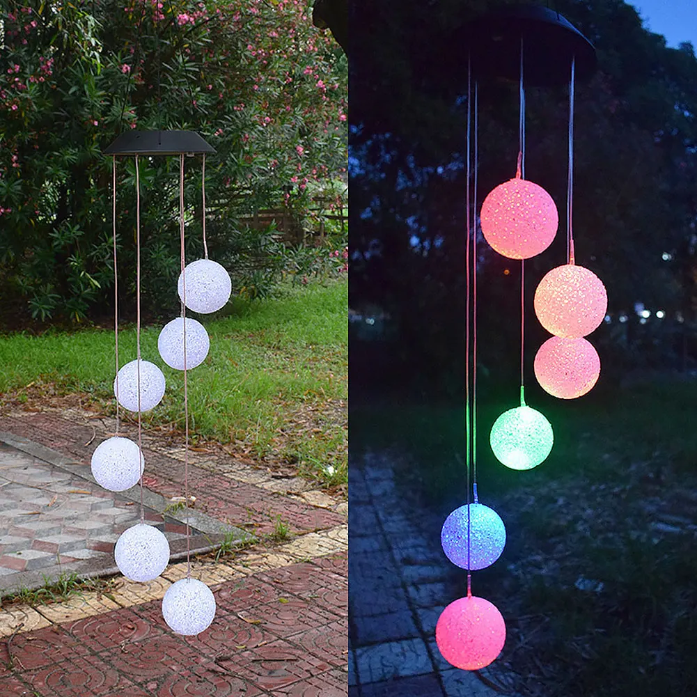 

Solar Led Light Outdoor Wind Chime Crystal Ball Light Color Changing Waterproof Garden Decoration Outdoor Lamp Patio Yard Garde