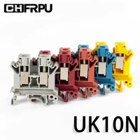 10pcs din rail terminal block uk 10n connductor universal class screw wire connector strips disassemble assembly