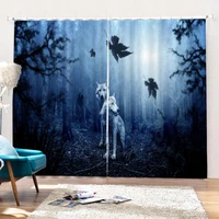wolf art design painting window curtains curtains for living room decorative items living room