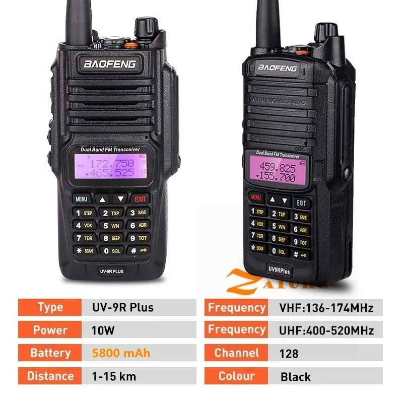 baofeng uv9r plus 10w ip68 waterproof dual band 136 174400 520mhz ham cb radio bf uv9r plus walkie talkie 15km range free global shipping