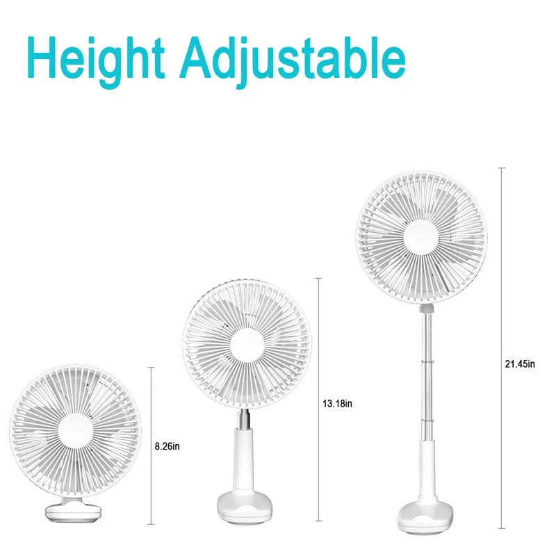 

Wireless Fans Adjustable Desktop Fans USB Rechargeable Table Fans Adjustable Portable Personal Fan for Home White