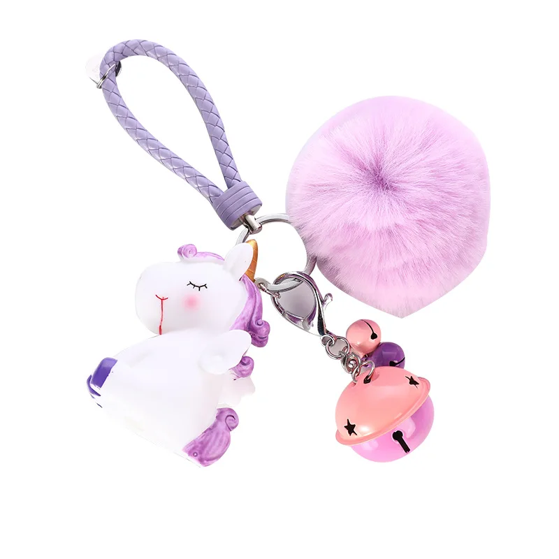 Милый плюшевый брелок для ключей с единорогом женские меховые пушистый пум