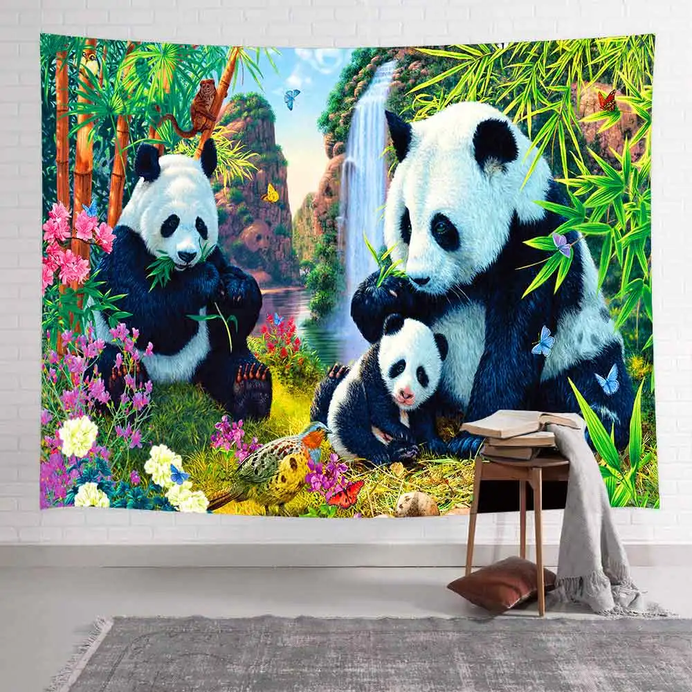 

Simsant Animal Panda Tapestry Tropical Jungle Forest Wall Hanging Tapestries for Living Room Bedroom Dorm Home Blanket Decor