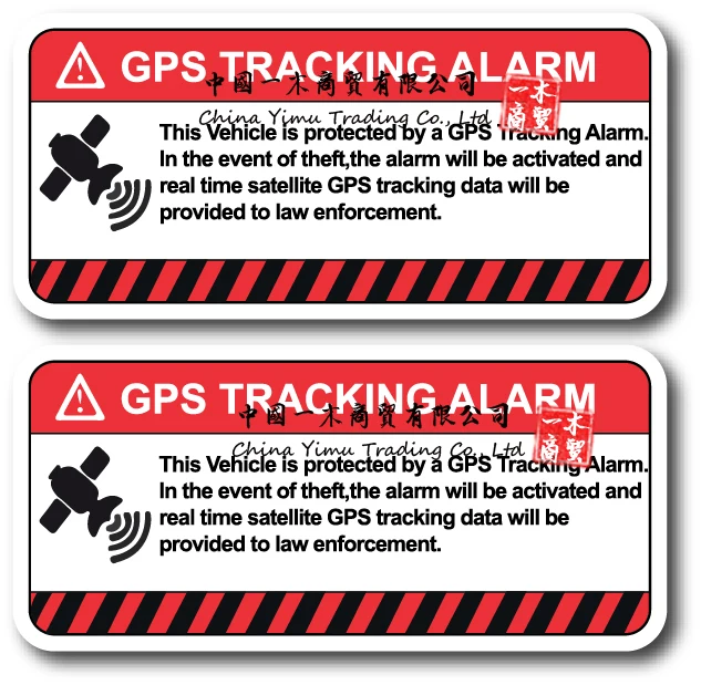 

2x GPS Alarm Tracker Warning Sticker Decal Safety Car Truck Window Bumper RV Van 4x4 SUR wall