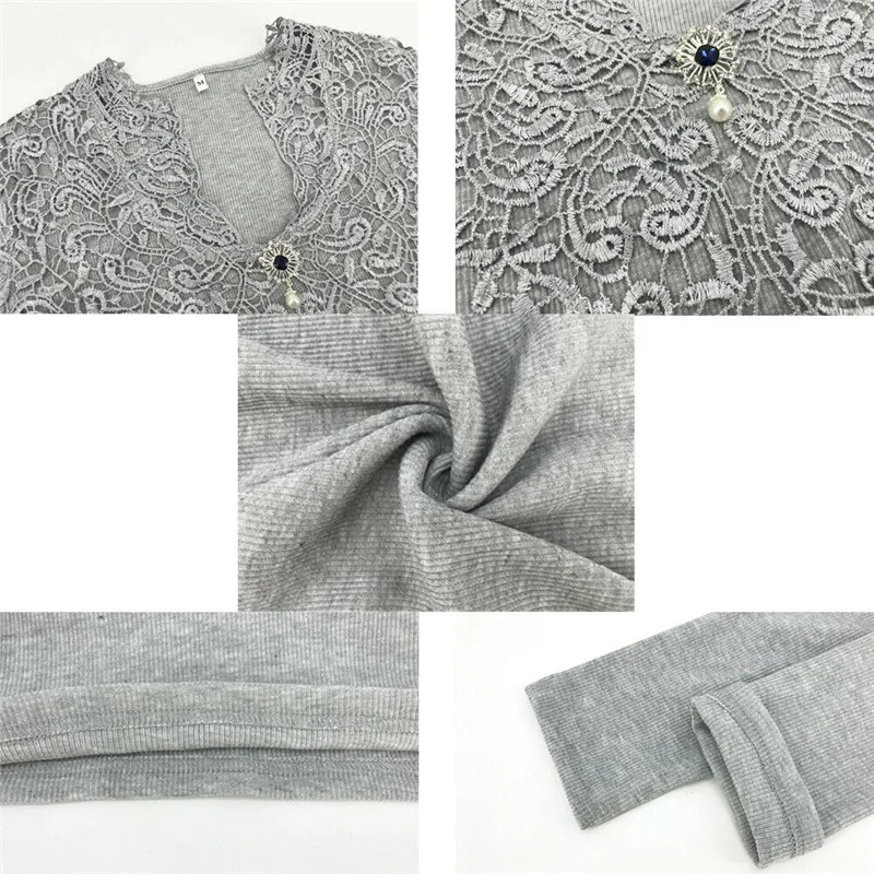 Модное женское Кружевное облегающее трикотажное платье с длинным рукавом