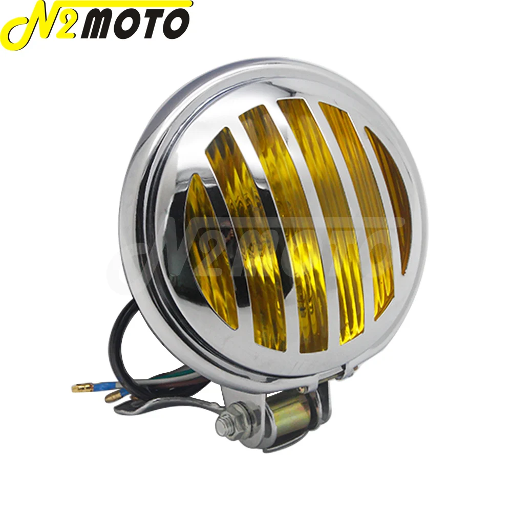 Хромированная винтажная мотоциклетная фара 5 дюймов с боковым креплением и