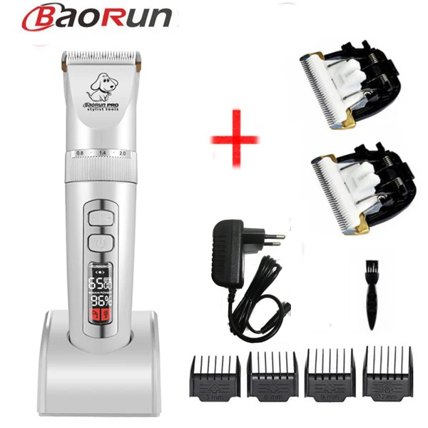 WHITE P9 ADD 2 BLADE Профессиональный Baorun P9 триммер для собак машинка для стрижки собак уход за домашними животными и кошками бритвы Ножницы для волос - Цвет: WHITE P9 ADD 2 BLADE