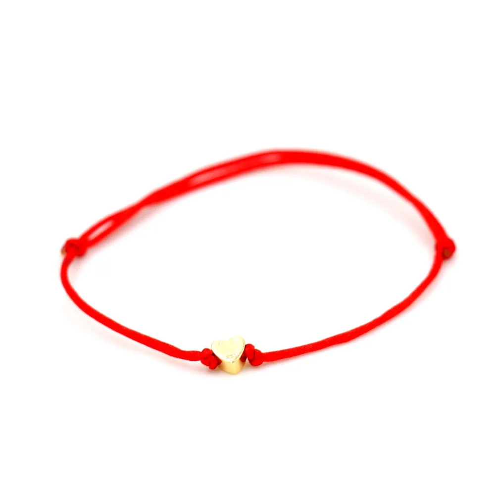 Золотистый браслет в форме сердца веревочный на удачу для женщин детей девочек