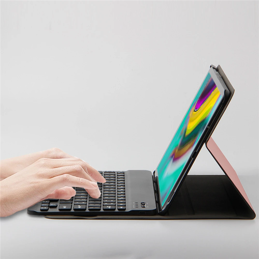 Беспроводная Bluetooth клавиатура и кожаный чехол для клавиатуры Чехол-подставка