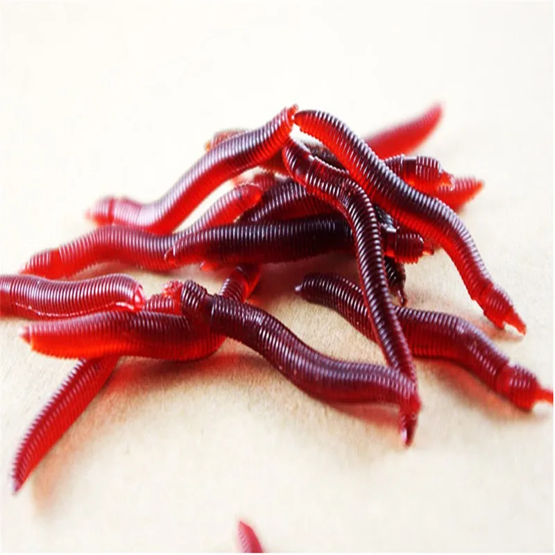 Мягкие рыболовные приманки 50 шт. красные черви червяки для ловли форели снасти