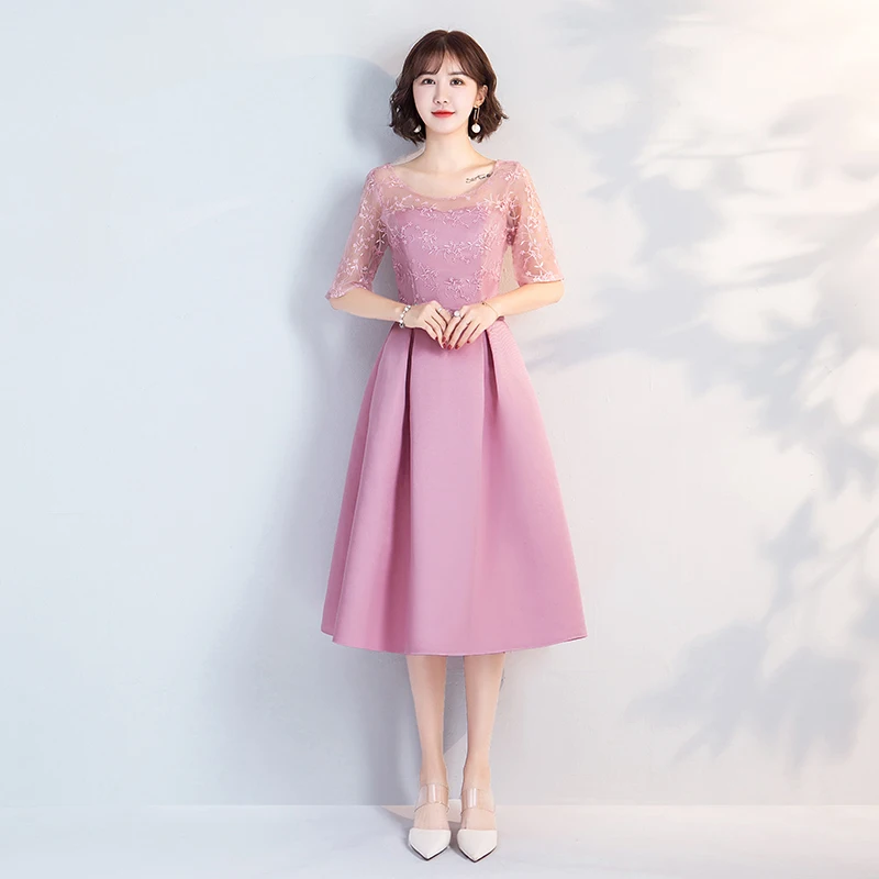 ТРАПЕЦИЕВИДНОЕ свадебное платье подружки невесты с круглым вырезом элегантное