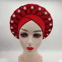 new handmade african auto gele headties ready to wear women turban caps ladies nigerian head wraps traditional wedding aso oke