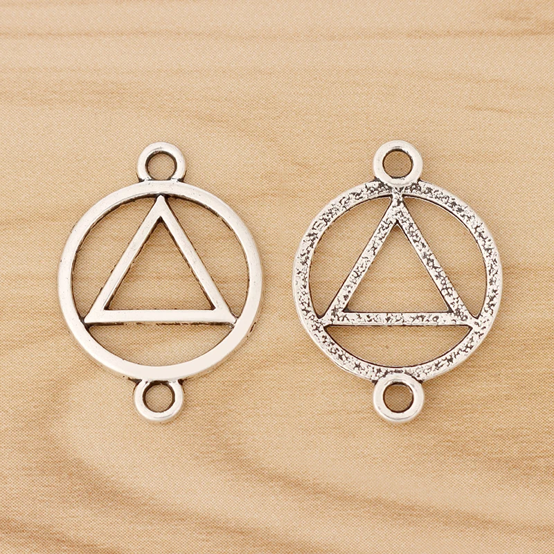 

20 Pieces Tibetan Silver AA Alcoholics Anonymous Recovery Sobriety Triangle Symbol Connector Charms for Bracelet Jewelry Making