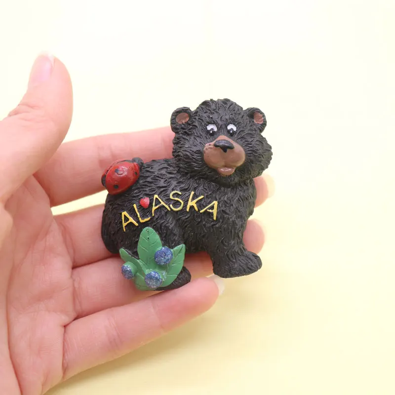 Магнит на холодильник США Аляска сувенир черный медведь украшение магнитная