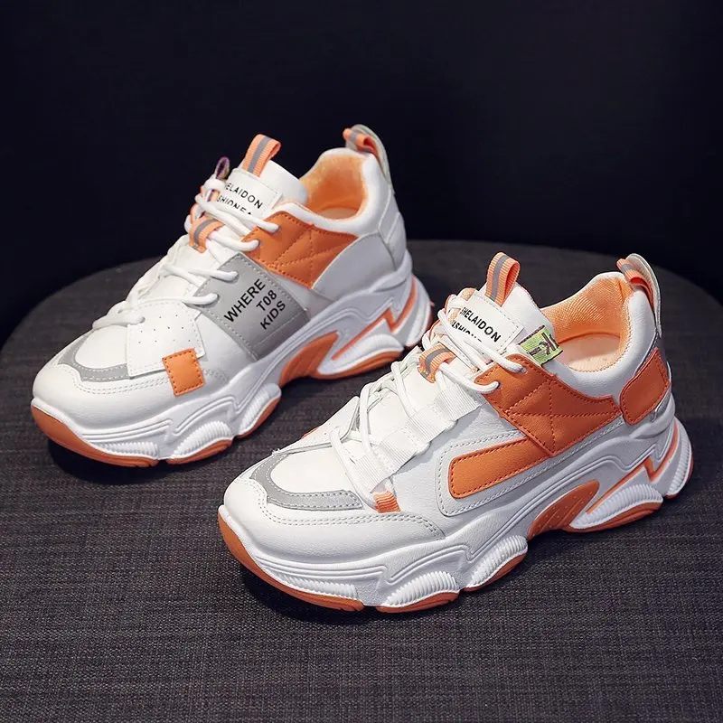 

Женские кроссовки на толстой платформе, дышащие кроссовки на вулканизированной подошве, повседневная обувь для бега, 2021