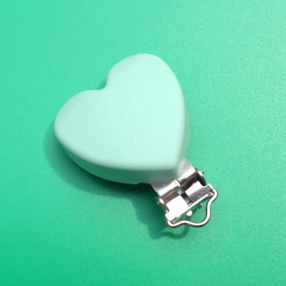 Mint 1 шт. силиконовый успокоитель в форме сердечка зажимы DIY детское кольцо для соски Прорезыватель пустышка для младенца ювелирные изделия игрушка Аксессуар Держатель Зажимы для прорезывателей - Цвет: Mint