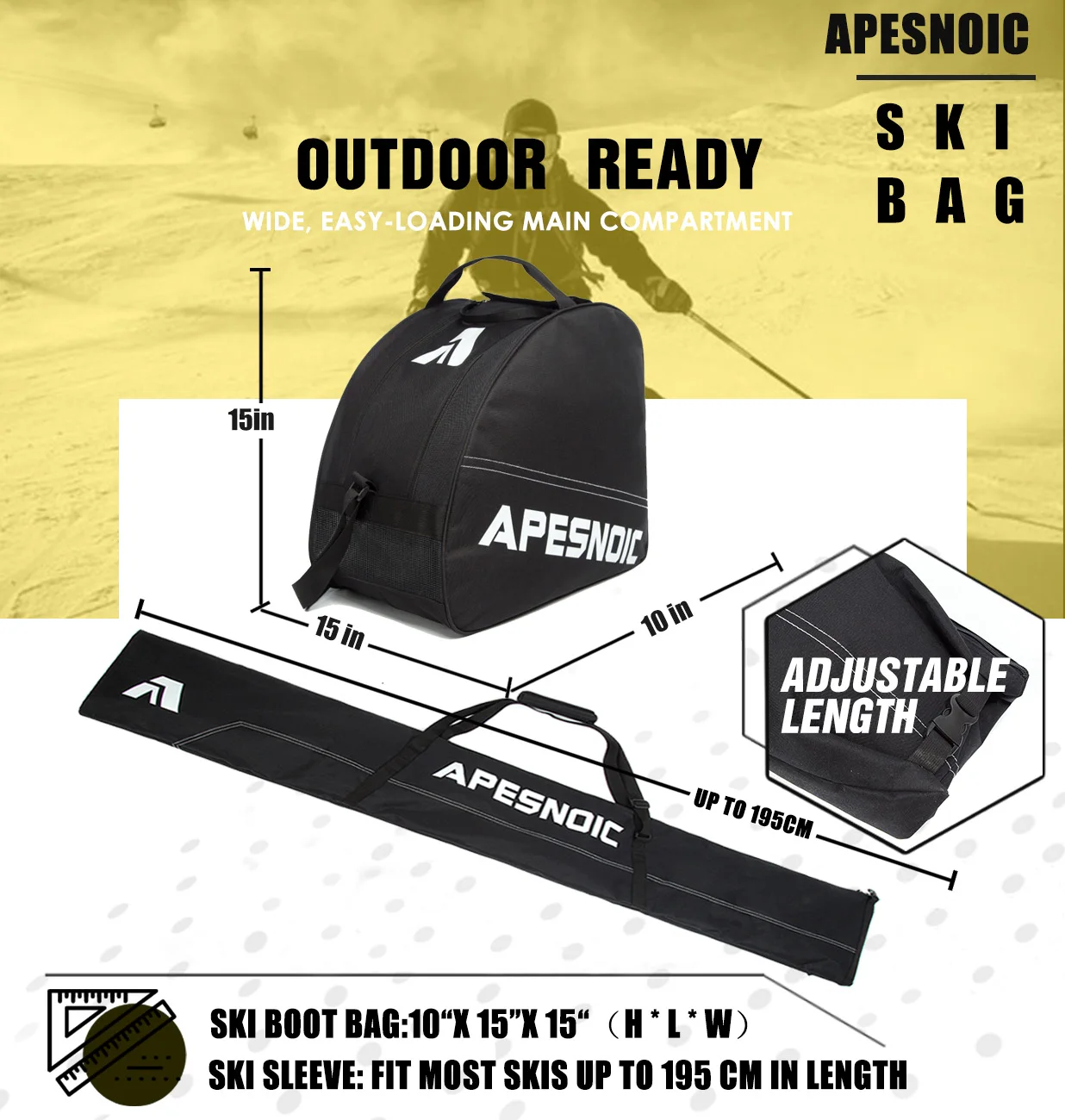 APESNOIC мягкая двухкомпонентная сумка для лыж и ботинок комбинированная