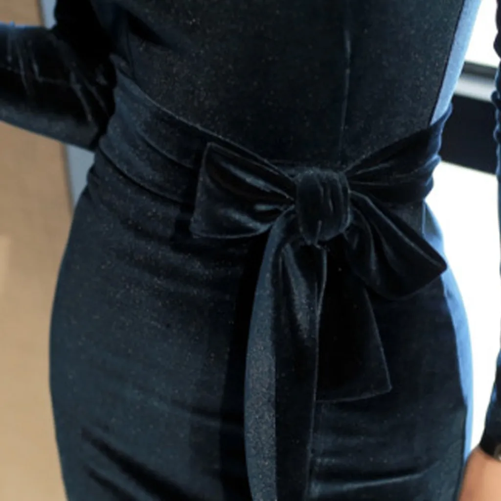 Зимнее бархатное платье для женщин сезон осень-зима платья до колена с длинным