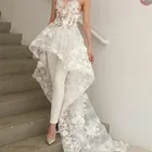 MYYBLE сексуальный новый богемный белый комбинезон свадебное платье с длинным шлейфом 2020 Милая Кружевная 3D Цветочная свадебное платье с аппликацией без брюк
