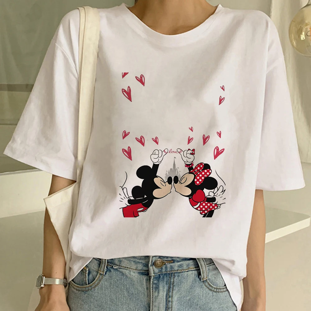 

Disney Mickey Minnie Kiss Print Womens T-shirt Creative Crew Neck T Shirt Hot Selling Clothes Unisex Outdoor Versatile Tshirt