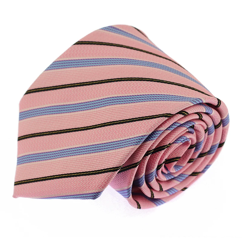 

Pink 8CM Neckties Slim Silk Neck Ties for Men Striped Wedding Suits Gravatas Business Neckwear Polyester