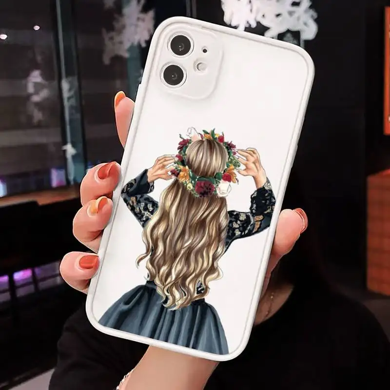 

VOGUE Christmas Princess Girl Female Phone Cases matte transparent For iphone 7 8 11 12 plus mini x xs xr pro max cover