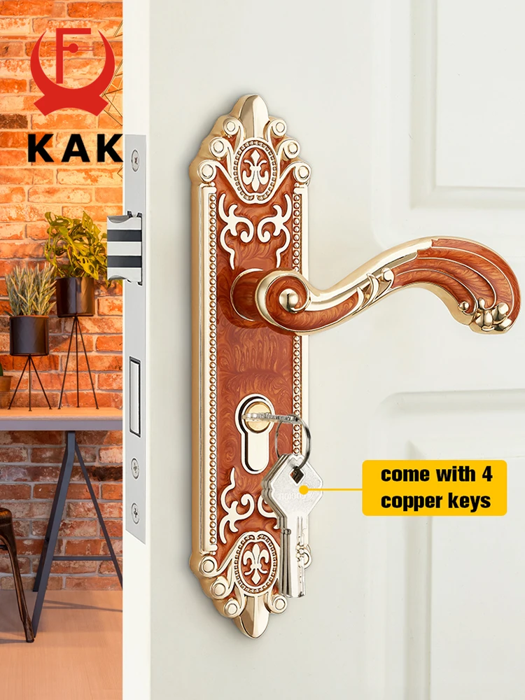 KAK европейский стиль золотые дверные замки с ключами ручки цвета слоновой кости