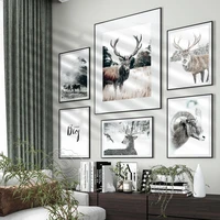 black and white elk goat cow animal art poster big dream inspirational words decor prints wild animal home decor wall picture