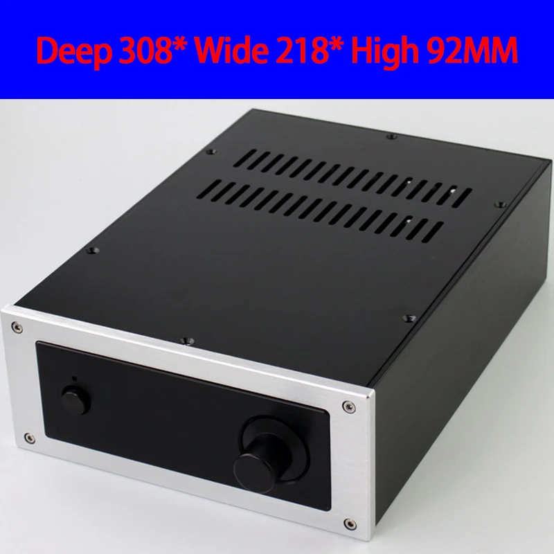 

KYYSLB 308*218*92MM WA49 All Aluminum Preamp Amplifier Chassis Box House DIY Enclosure with Feet Knob Amplifier Case Shell