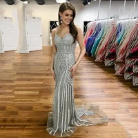 sodigne mermaid evening dresses 2020 grey sexy backless sparkly diamond beading prom dress evening gown abendkleider