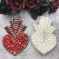 fashion 3d handmade pearl rhinestone radish heart beads patches sew on sequins patch for clothing bag hat cute applique