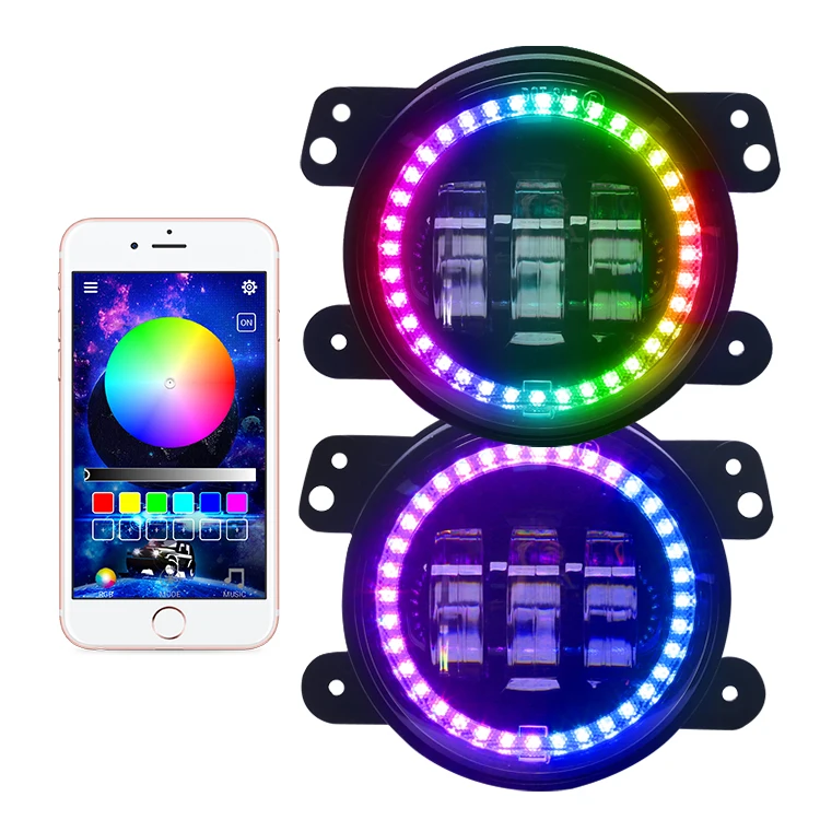 

Фары дальнего света для внедорожника, противотуманные фары RGB с желтым поворотным сигналом для Jeep JK, Замена переднего бампера