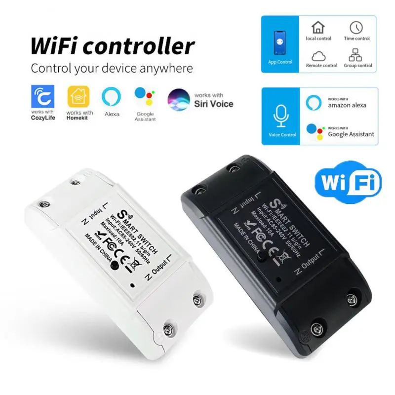 

10A DIY WiFi Smart Light Switch Relay Module Breaker Smart Home Cozylife Life APP Voice Remote Control Work With Alexa Google