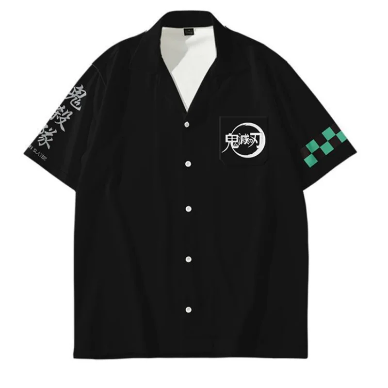 

Anime Demon Slayer Cosplay Men's casual shirt 3D lapel men's short sleeve large size blouse