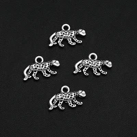 18pcslot 11x17mm antique silver plated leopard charm wild animal zoo pendants for jewelry findings bracelets making accessories
