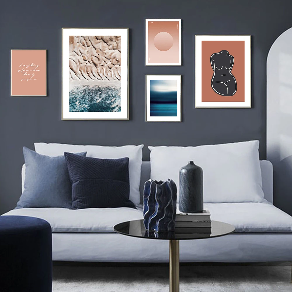 

Canvas Painting Nordic Art Abstract Body Poster Modern Blue Letter Wall Art Print Wall Picture For Living Room unique Home Decor