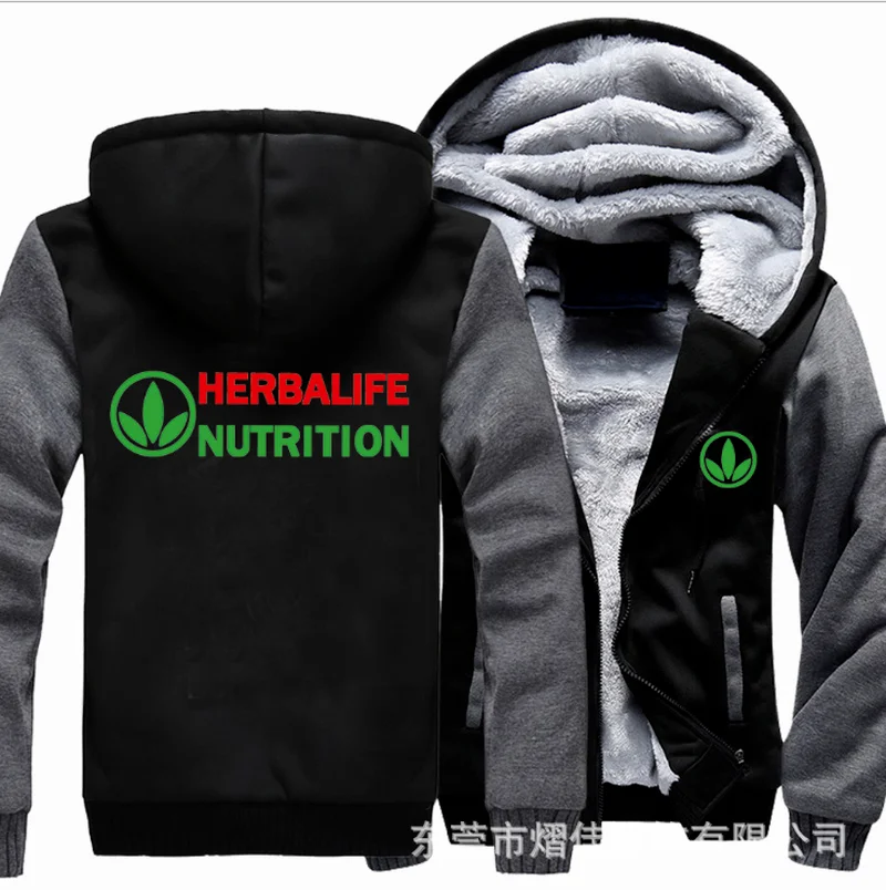 

NEW For HERBALIFE NUTRITION chaos fleece cotton coats Liberalism winter zipper Print Mens Hoodies Jacket MC Thicken Sweaterwear