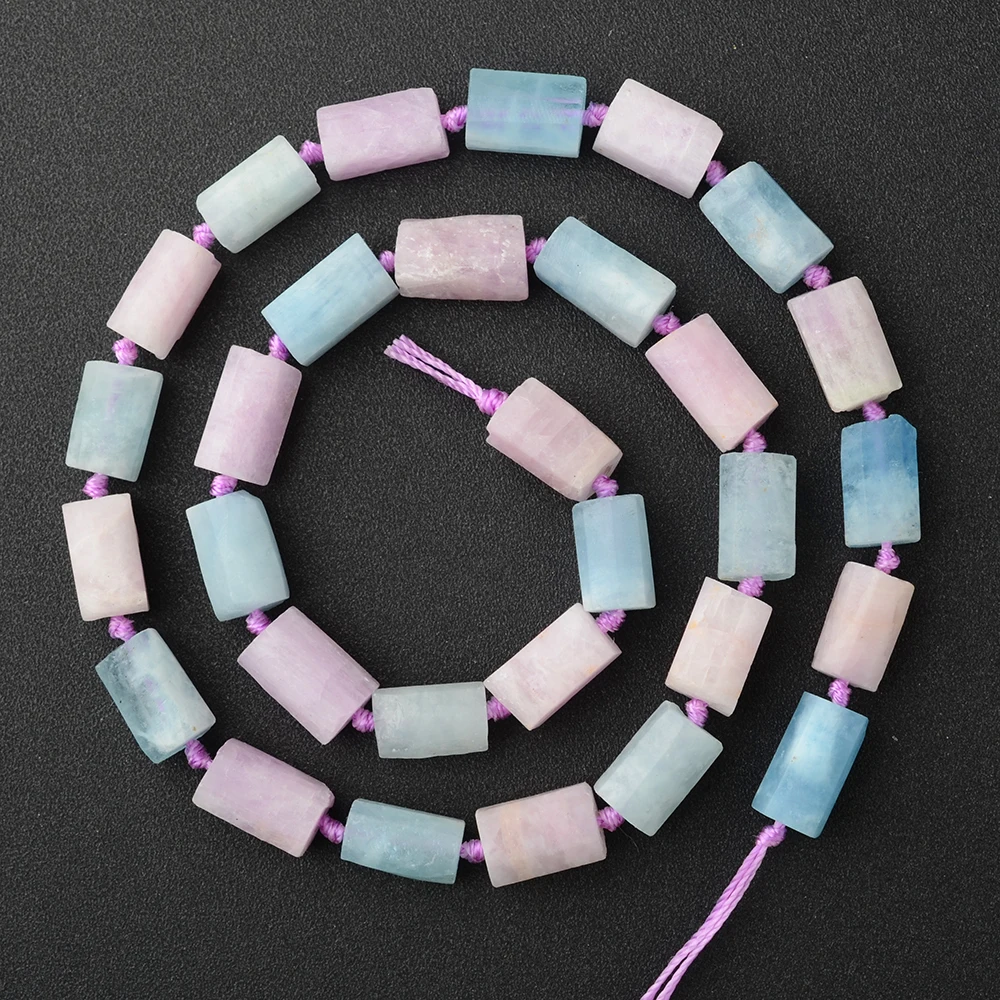 

Natural Genuine Raw Mineral Blue Aquamarine Purple Kunzite Nugget Free Form Loose Rough Matte Faceted Beads 6-8mm