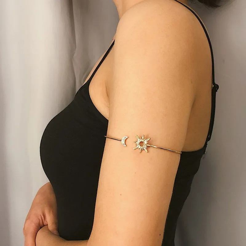 Женский золотистый Браслет манжета с кристаллами|Браслеты| |