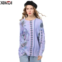 xikoi lavender purple sweaters for women winter romantic flowers print pullovers oversized bohemian style jumper tops pull femme