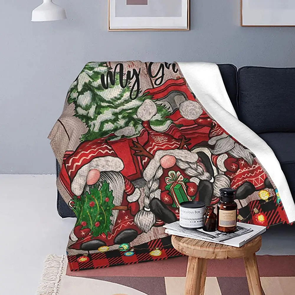 

Christmas Happy Gnomes Soft Throw Blanket 40"x50" Lightweight Flannel Fleece Blanket for Couch Bed Sofa Travelling Camping