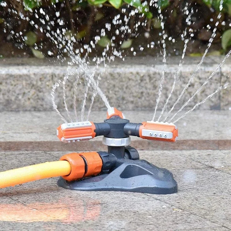 

360 3-Arm Rotating Garden Water Sprinklers System, Garden Sprinklers for Large Areas Auto Irrigation Water
