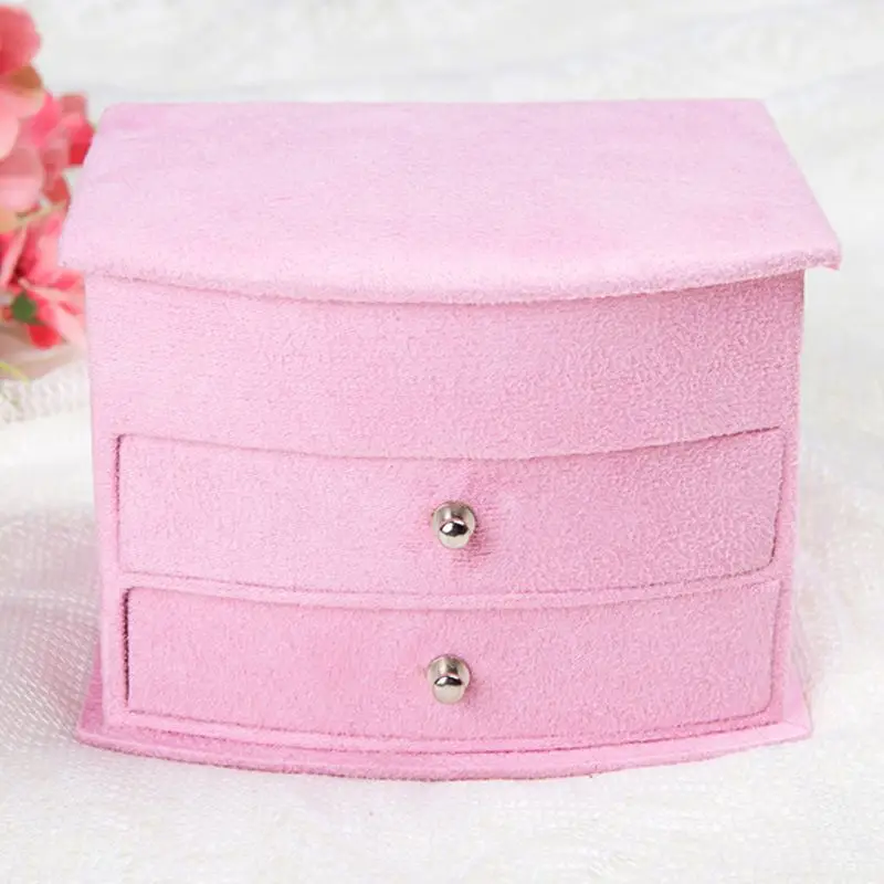 

8955 FREE Promotions girl Cosmetic box organizer casket mirror 4 color jewelry box purple rose-red pink optional Women's Gifts