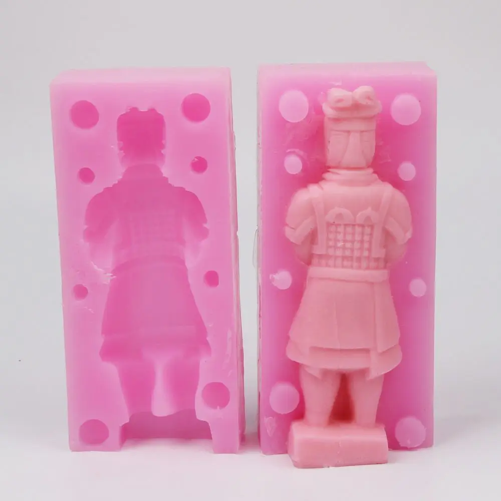 3D стоя терракотовый воин силиконовые помадные формы в китайском стиле ручной