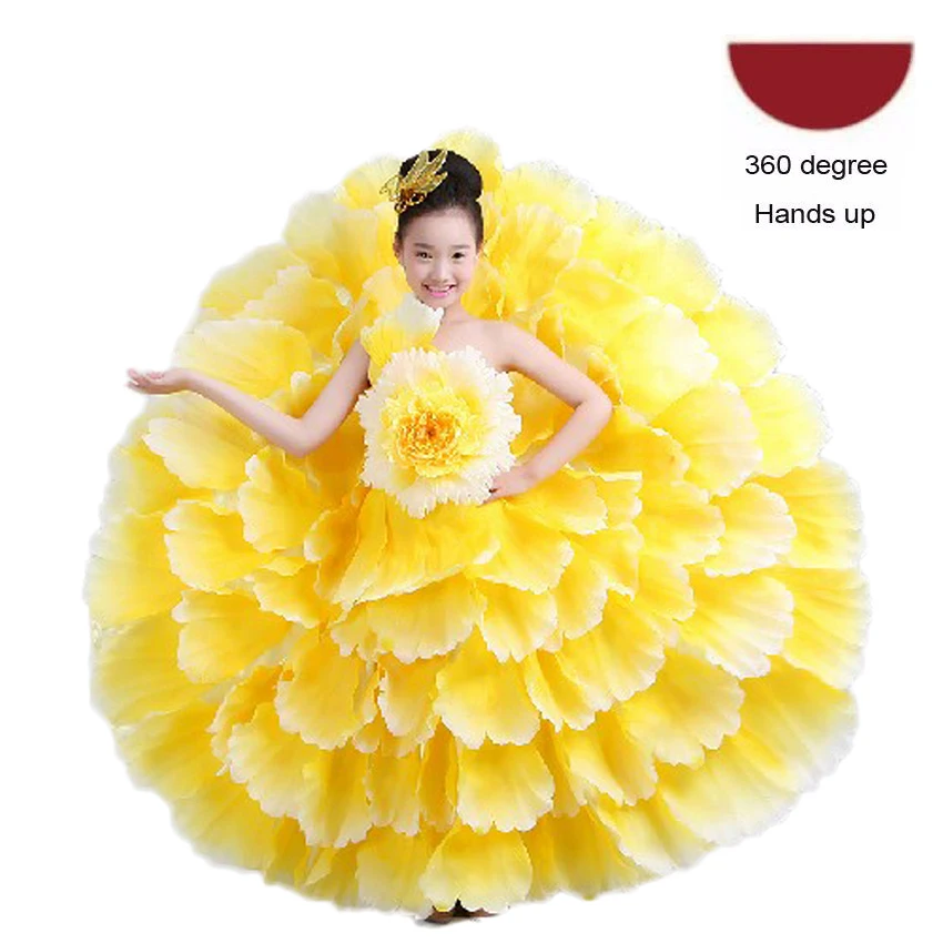 Color4 360 degree 6 цветов еврейской Gypsy Стиль, детская одежда для девочек платье для испанского фламенко с рюшами и цветами, Винтаж элегантная обувь на платформе, Свадебная вечеринка, одежда платье для танцев - Цвет: Color4 360 degree