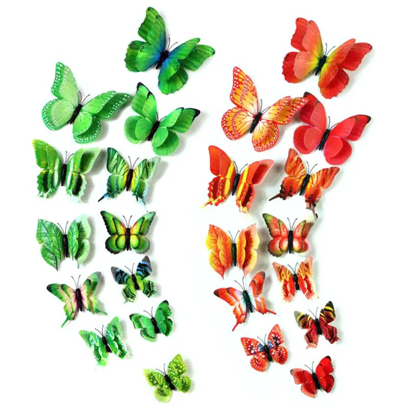 

Двухслойная трехмерная искусственная бабочка, 3D наклейки на стену в виде бабочек, наклейка на холодильник, домашнее украшение для стен
