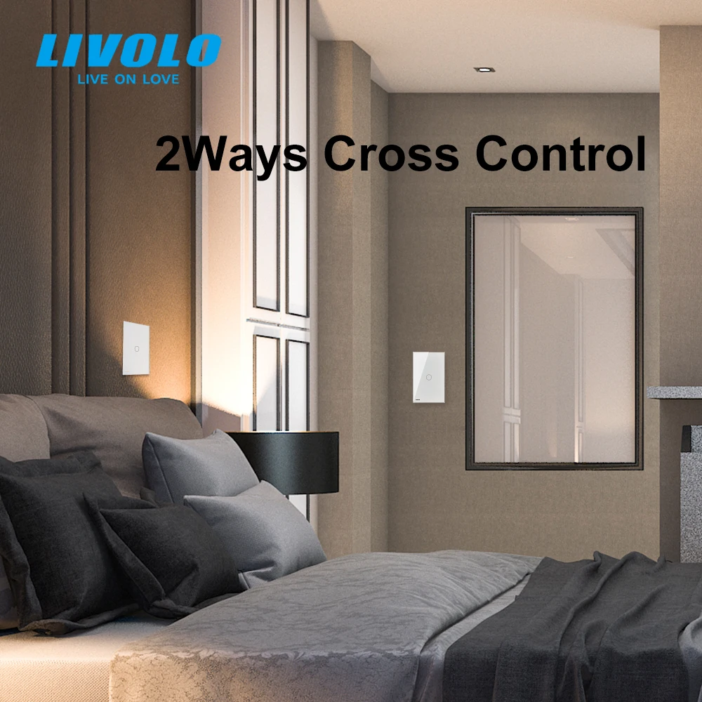Выключатель LIVOLO C5 вертикальный настенный светильник ный экран 2Way Cross Control AC 110-250 В