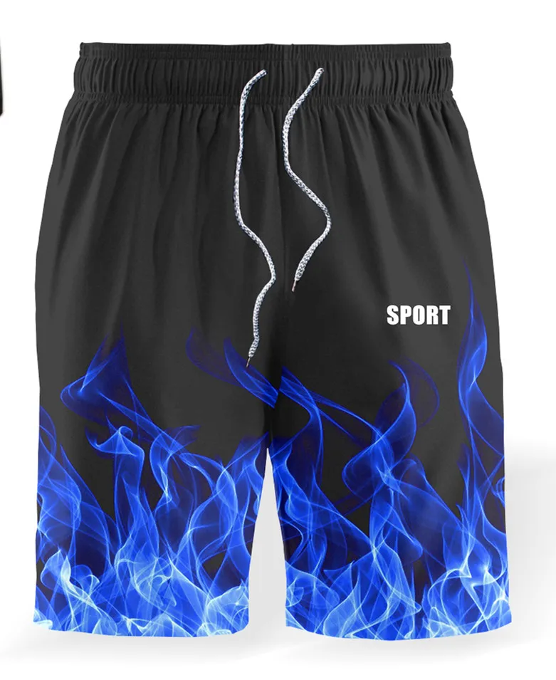 

men's sports suit T-shirt + shorts workout suit 2-piece set of flame letters 3D solid color printing short-sleeved sportswear