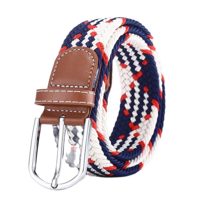 

Ремень с пряжкой мужской/женский, повседневный Плетеный Эластичный брезентовый ремень с язычком, 60 цветов