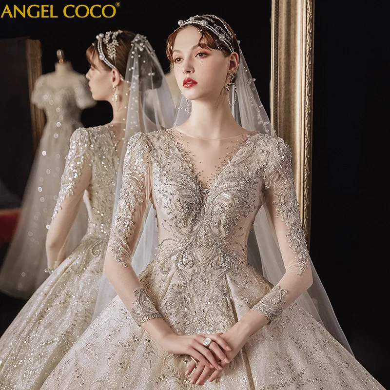 

Maternity Dress Elegant Long Sleeve Wedding Pregnancy Bridal Dress Luxury Wedding Gowns High-End Winter Plus Size Bride Dress